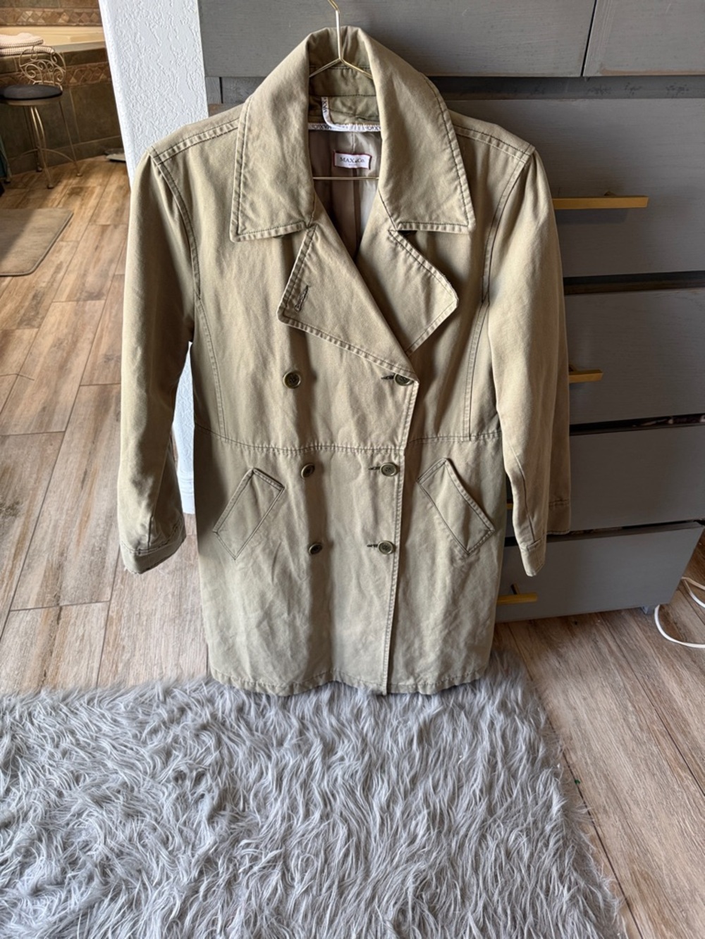 Max & Co. Double-Breasted Cotton Trench Coat in Beige